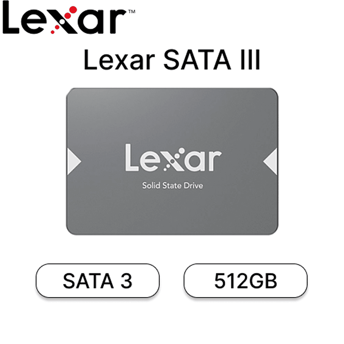 Lexar NS100 SSD 512ГБ SATA III – Высокоскоростной твердотельный накопитель для ПК и ноутбуков, ускорение системы, надежность